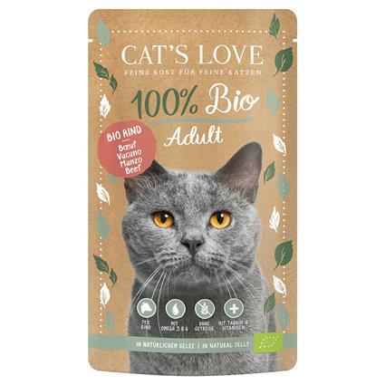 Cat's Love Bio 6 x 100 g comida húmida biológica para gatos - Vaca