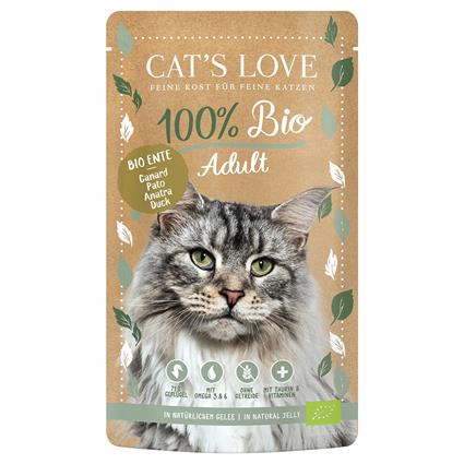 Cat's Love Bio 6 x 100 g comida húmida biológica para gatos - Pato