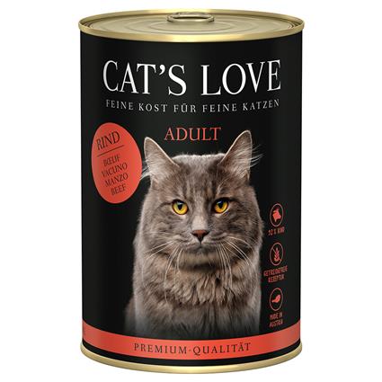 Cat's Love 6 x 400 g comida húmida para gatos - Vaca Pur