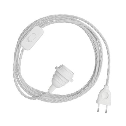 Creative Cables Snakebis Twisted E27 3 M Lampshade - Cable Set With Lamp Holder. Fabric Braided Cable And 2-prong Plug Transparente