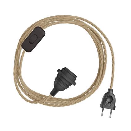 Creative Cables Snakebis Twisted E14 3 M Lampshade - Cable Set With Lamp Holder. Fabric Braided Cable And 2-prong Plug Transparente