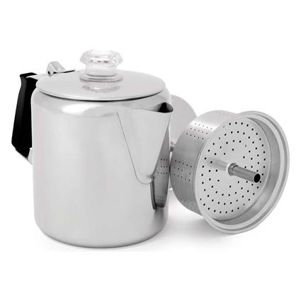 Gsi Outdoors Glacier Stainless Steel 6 Cup Coffee Percolator With Silicone Handle Transparente