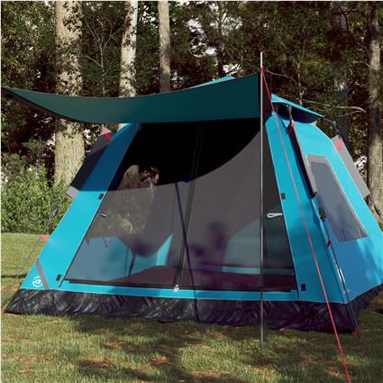 vidaXL Tenda de campismo cúpula para 5 pessoas libertação rápida azul