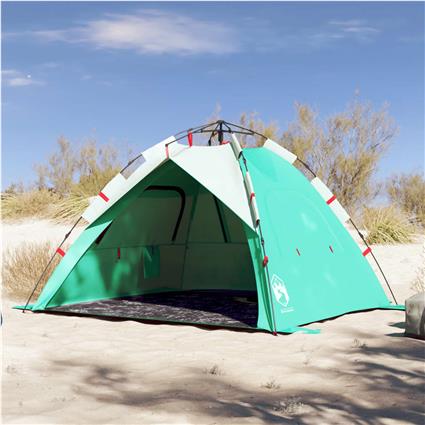vidaXL Tenda praia 3 pessoas libertação rápida impermeável verde mar
