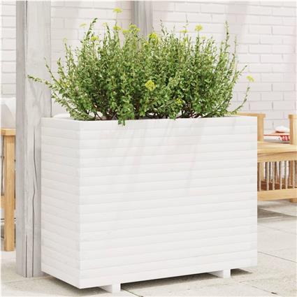 vidaXL Vaso/floreira de jardim 90x40x72 cm pinho maciço branco