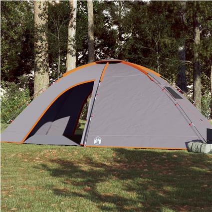 vidaXL Tenda de campismo p/ 8 pessoas impermeável cinzento e laranja