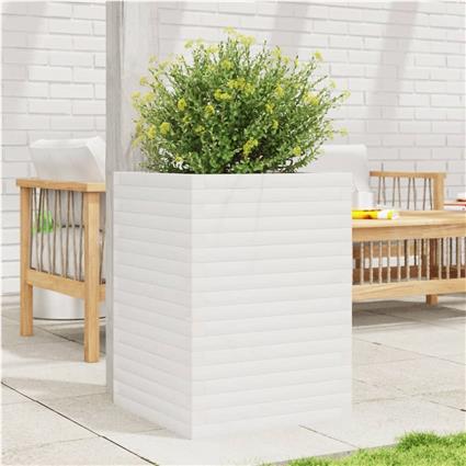 vidaXL Vaso/floreira de jardim 50x50x68,5 cm pinho maciço branco