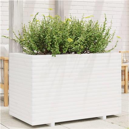 vidaXL Vaso/floreira de jardim 110x60x72 cm pinho maciço branco