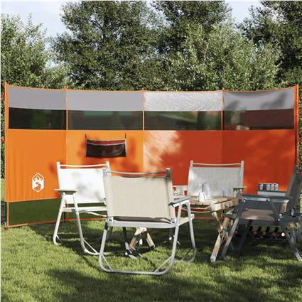 vidaXL Corta-vento de campismo 366x152x152cm impermeável cinza/laranja