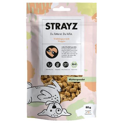 STRAYZ BIO Veggie Snack vegetariano para cães - Pack económico: 4 x 80 g