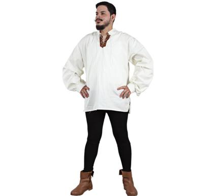 Camisa branca de estalajadeiro medieval para homens