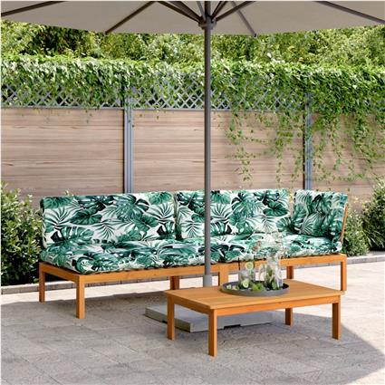 vidaXL 3 pcs móveis de paletes p/ jardim c/ almofadões acácia maciça