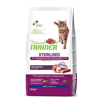 Natural Trainer Cat Sterilised com pato - 1,5 kg