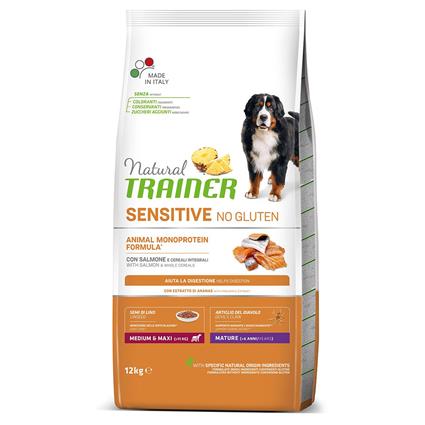 Natural Trainer Sensitive No Gluten Medium/Maxi Mature com salmão - 12 kg