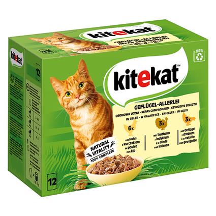 Kitekat saquetas herméticas 48 x 85 g - Misto de aves em gelatina