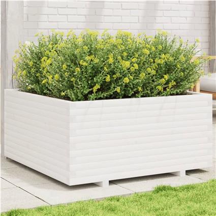 vidaXL Vaso/floreira de jardim 100x100x49,5 cm pinho maciço branco