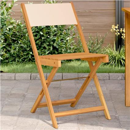 vidaXL Cadeiras de bistrô 2 pcs madeira de acácia maciça/tecido bege
