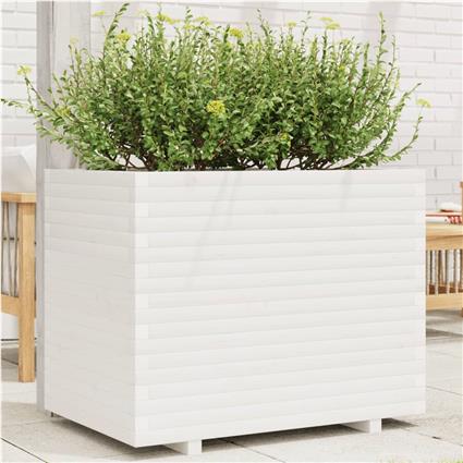 vidaXL Vaso/floreira de jardim 90x60x72,5 cm pinho maciço branco