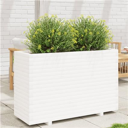 vidaXL Vaso/floreira de jardim 110x40x72,5 cm pinho maciço branco