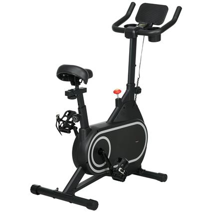 Bicicleta Estática com Ecrã LCD Assento e Guiador Ajustáveis e Porta Garrafa 93x48,5x102-112cm