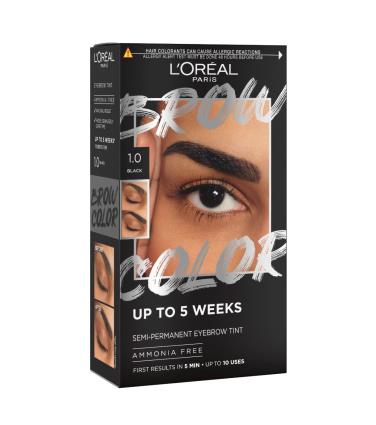 Loreal Paris - Tintura de sobrancelha semipermanente Brow Color - 1.0: Black