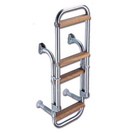 Trem 4 Wood Steps Stainless Steel Ladder Prateado 28 x 107 cm