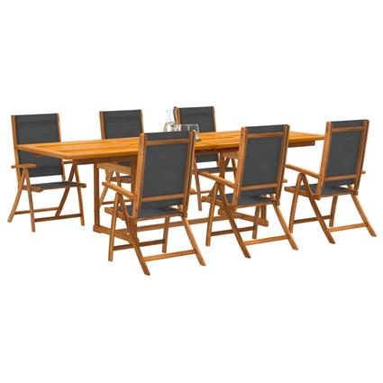 vidaXL 7 pcs conjunto de jantar para jardim acácia maciça e textilene
