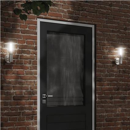 vidaXL Candeeiros de parede p/ exterior 2 pcs aço inoxidável prateado