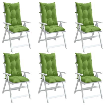vidaXL Almofadões cadeiras altas 6pcs mesclado tecido verde