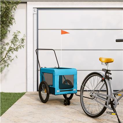 vidaXL Reboque de bicicleta p/ animais tecido oxford/ferro azul/preto