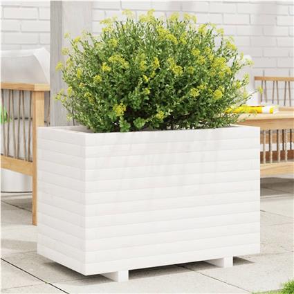 vidaXL Vaso/floreira de jardim 70x40x49,5 cm pinho maciço branco