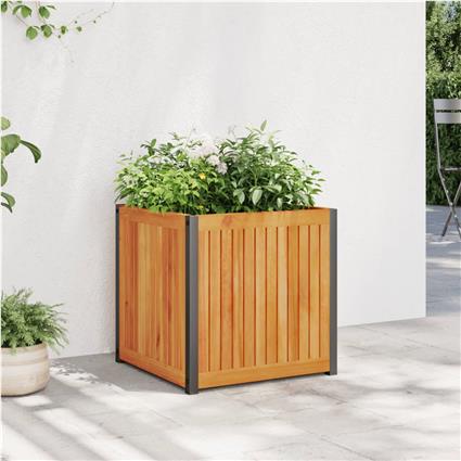 vidaXL Vaso/floreira de jardim 45x45x44 cm acácia maciça e aço