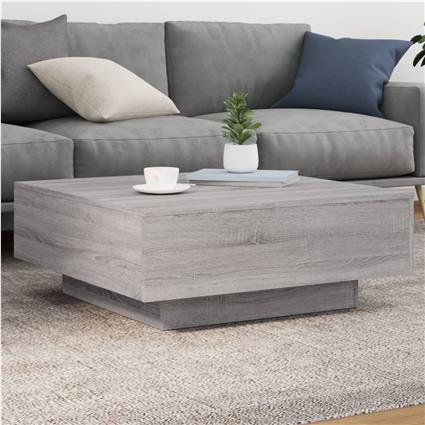 vidaXL Mesa de centro com luzes LED 80x80x31 cm cinzento sonoma