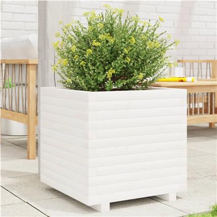 vidaXL Vaso/floreira de jardim 50x50x49,5 cm pinho maciço branco