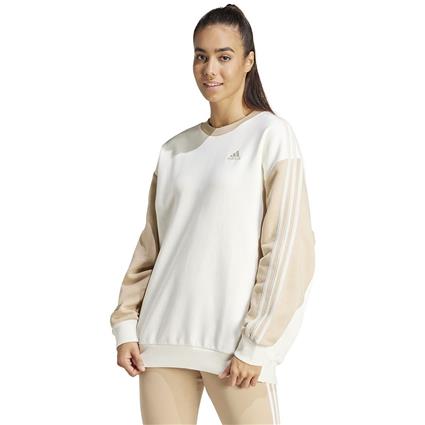 Adidas 3 Stripes Fl Os Sweatshirt Beige S-M Mulher