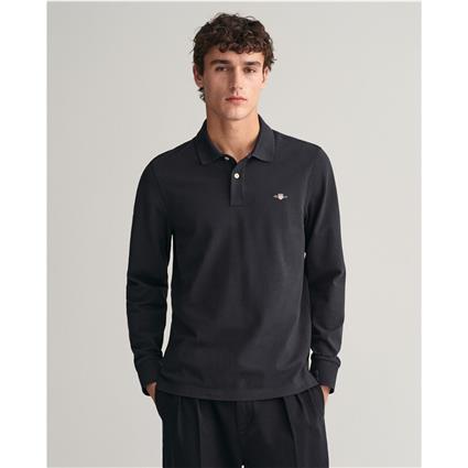 Gant Reg Shield Rugger Long Sleeve Polo Preto L Homem