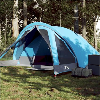 vidaXL Tenda de campismo cabana para 4 pessoas impermeável azul