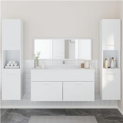 vidaXL 4 pcs conjunto móveis casa de banho derivados de madeira branco