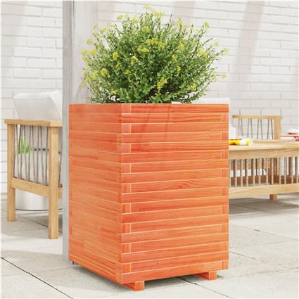 vidaXL Vaso/floreira de jardim 50x50x72 cm pinho maciço castanho mel