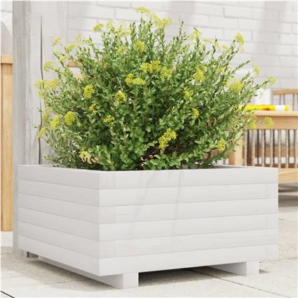 vidaXL Vaso/floreira de jardim 50x50x26,5 cm pinho maciço branco