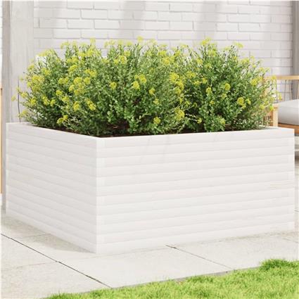 vidaXL Vaso/floreira jardim 100x100x46 cm madeira pinho maciça branco