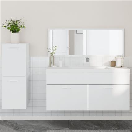 vidaXL 3 pcs conjunto móveis casa de banho derivados de madeira branco