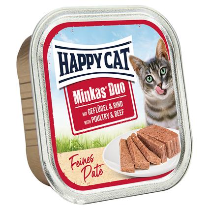 Happy Cat Minkas Duo em paté - Aves e vaca 16 x 100 g