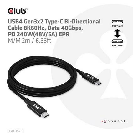 Club 3d Cac-1578 Usb-c Cable Transparente