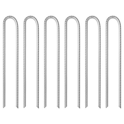 vidaXL Estacas p/ tenda 6 pcs forma de U 37 cm Ø10 mm aço galvanizado