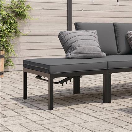 vidaXL Banco de jardim com almofadão alumínio preto