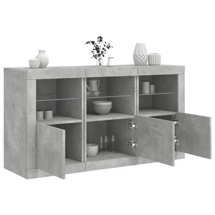 vidaXL Aparador com luzes LED 123x37x67 cm cinzento cimento