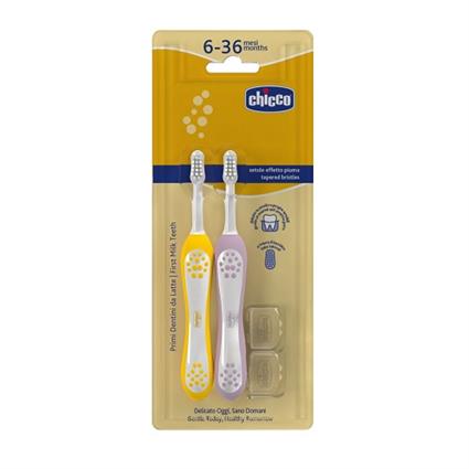 Chicco Cepillo De Dientes Amarillo + Morado 6-36M