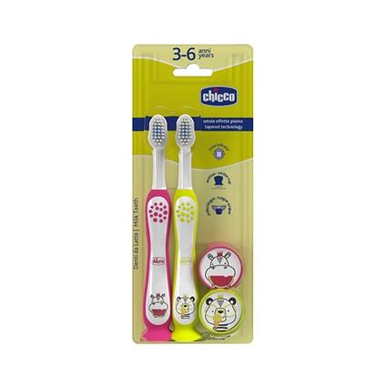 Chicco Cepillo Dental Rosa + Verde 3-6 Años