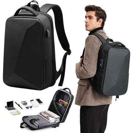 Mozos Pm37 Anti-theft Laptop Usb 20-32l Tsa Backpack Castanho